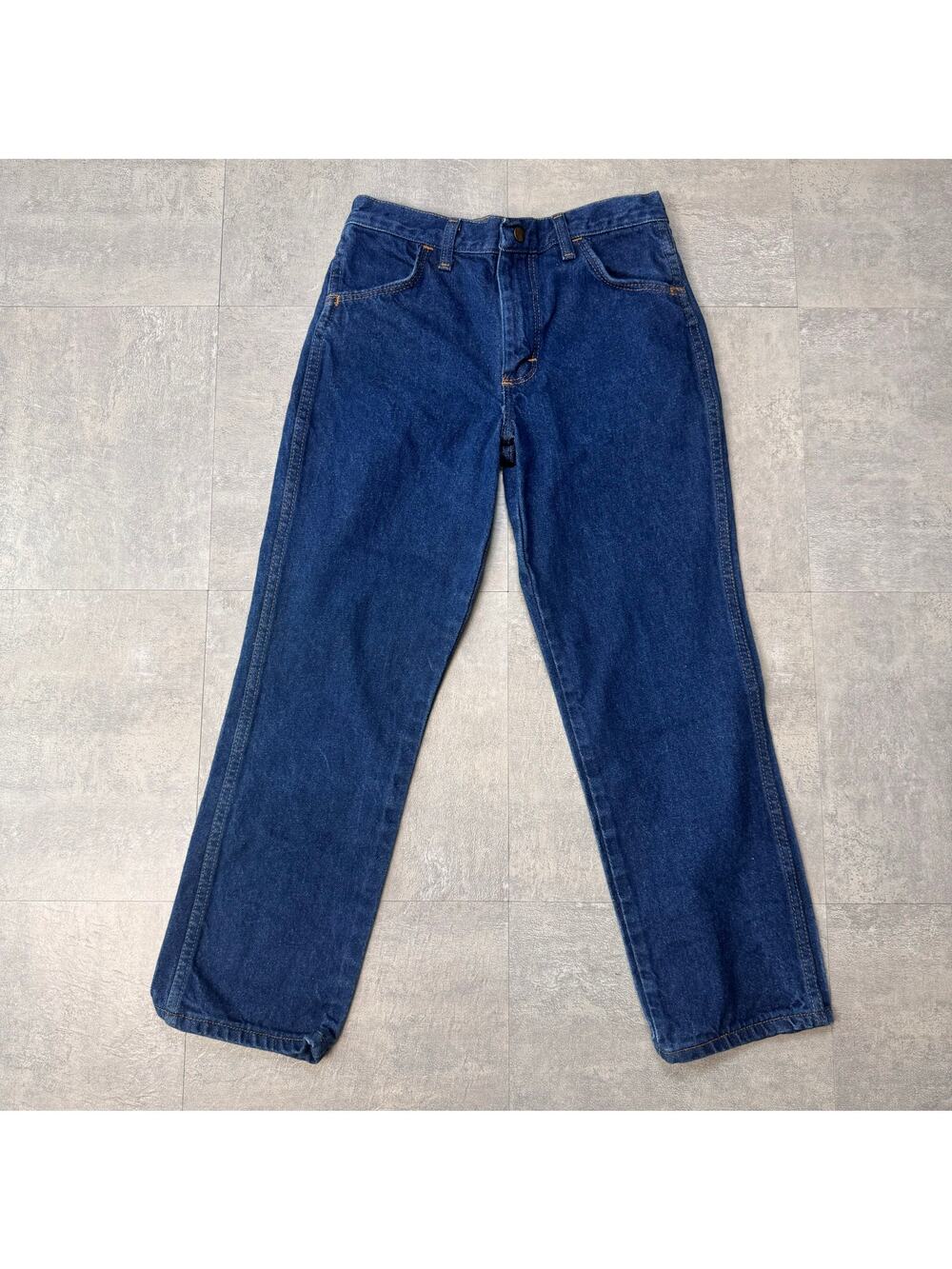 Rustler Dark Wash Blue Denim Straight Leg Jean Boys Size 12 Mid Rise Regular Fit
